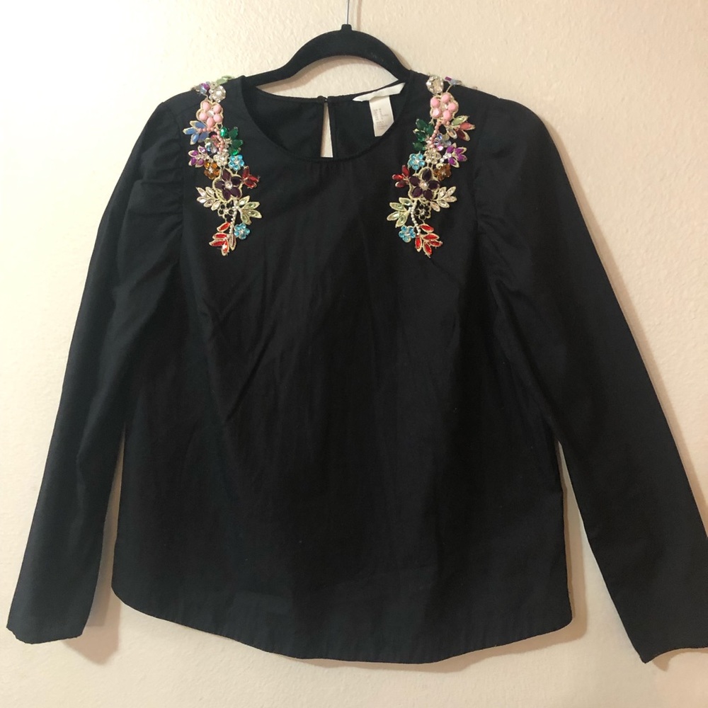 H&M Rhinestone Embroidered Top